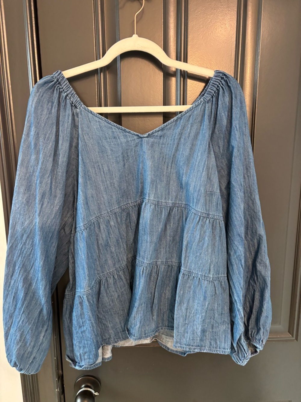 Old Navy Light Blue Denim Peasant Tunic